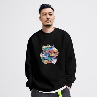 港风潮牌魔方印花卫衣
