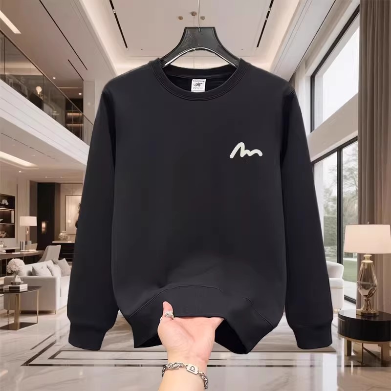 香港正品潮牌秋冬小M纯色简约打底衫男女款纯棉宽松加绒圆领卫衣