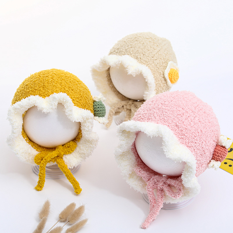 女童冬季帽子女宝宝毛绒针织帽