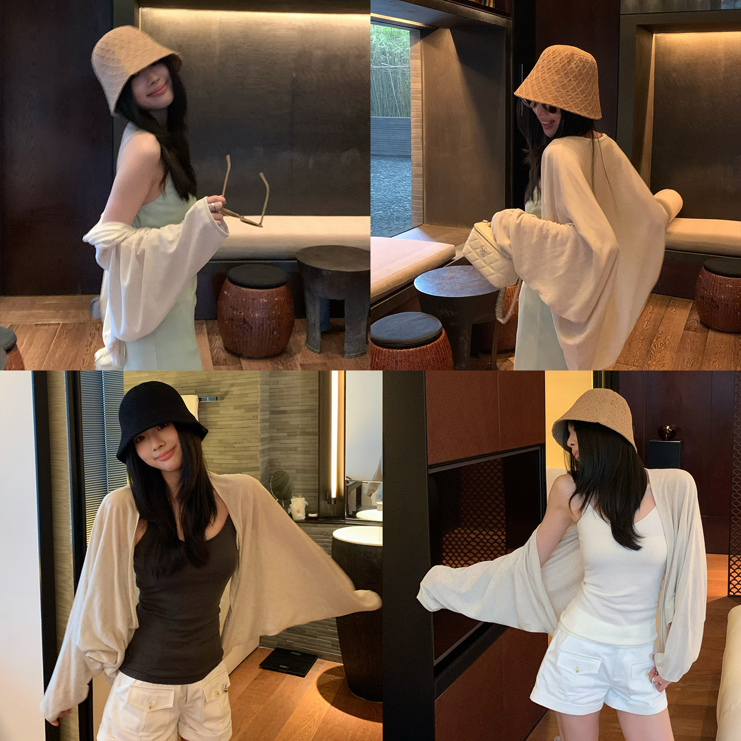 喂狗小面包防晒开衫女薄款慵懒风外搭披肩轻薄针织吊带裙罩衫上衣