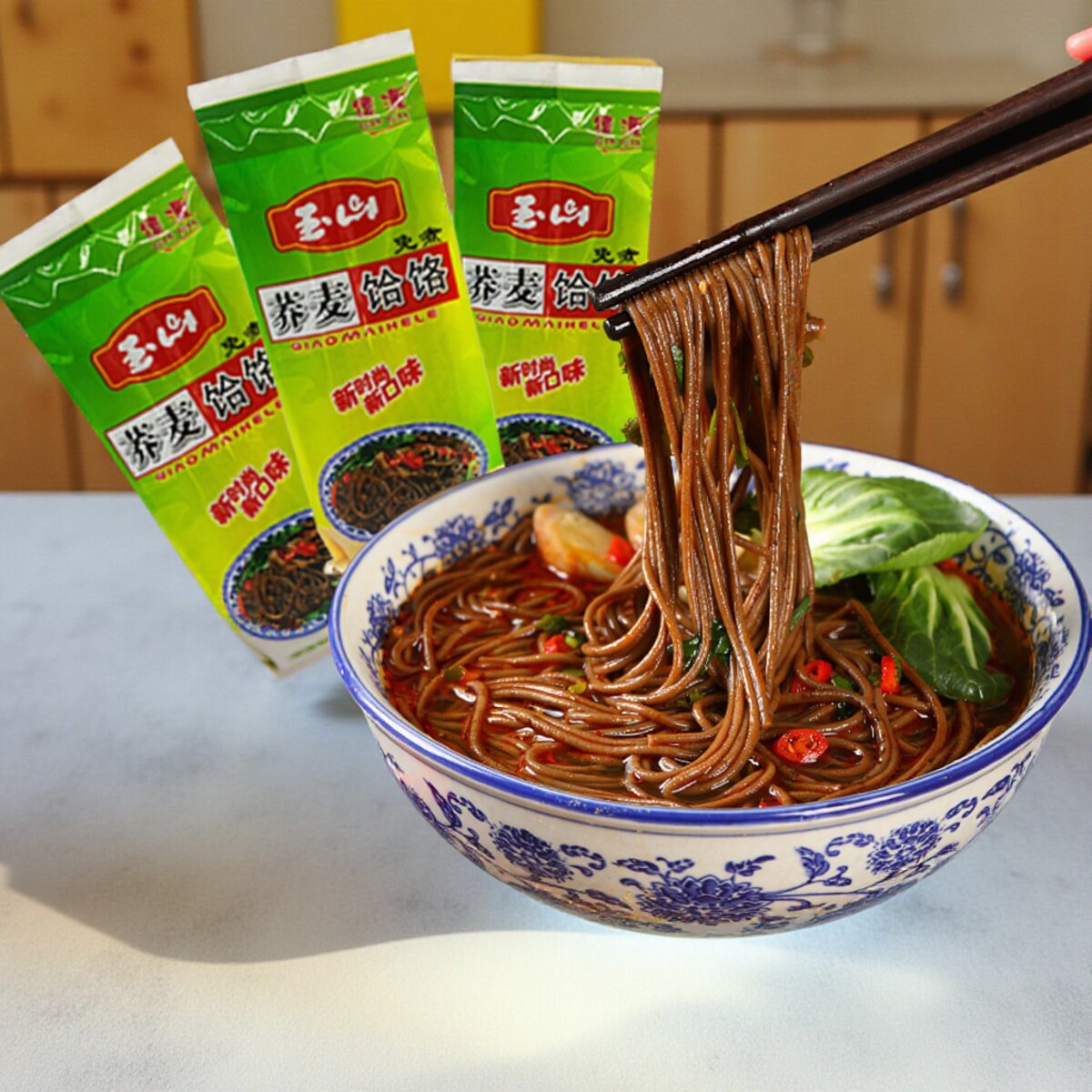 陕西西安特产玉山荞麦饸络凉拌饸饹营养杂粮方便免煮速食75g*10包
