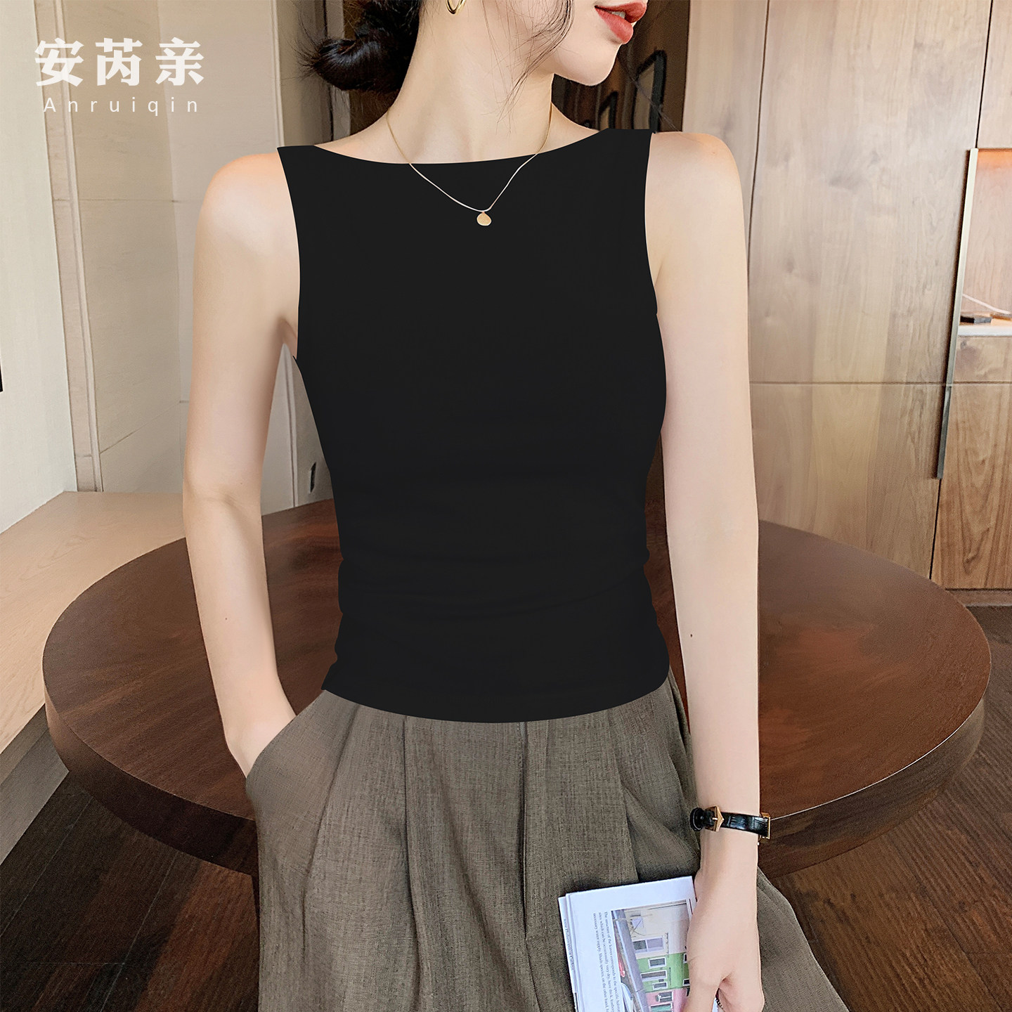 一字领吊带背心女内搭2026新款无袖高级感打底衫美式辣妹外穿上衣