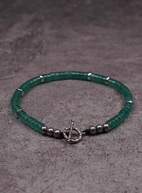 AC小众设计天然石藏银钛钢情侣手链男女串珠节日生日礼物