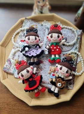 手工成品日本curlycollection手作风格卷毛闺蜜丸子头女孩包挂件