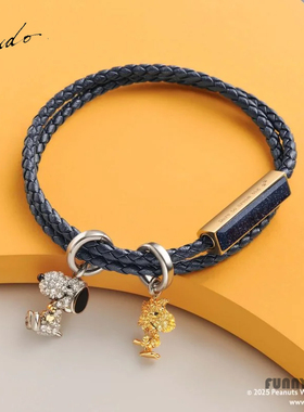 香港代购Crudo Leather史努比皮革贝母手链情侣手绳定制生日礼物