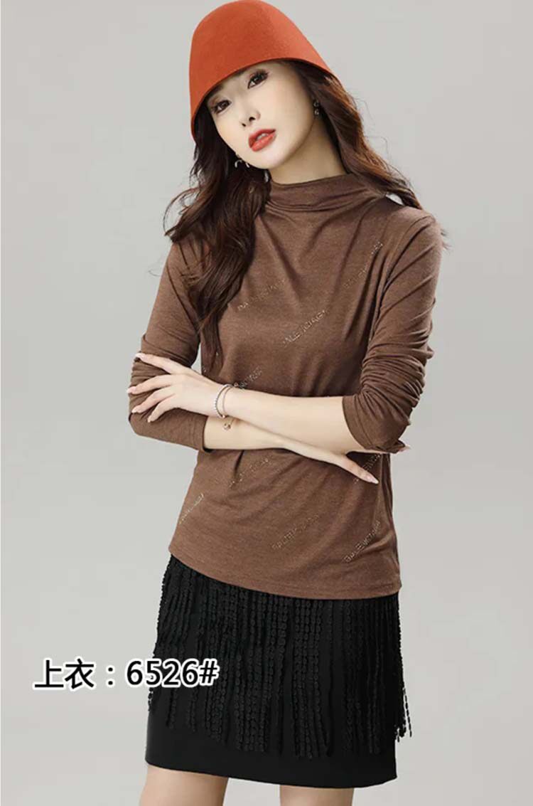 大码女装石头鱼打底衫小高领堆堆领婴儿棉休闲长袖高温烫金钻上衣