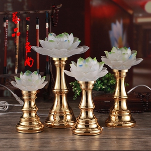 。琉璃莲花灯佛供灯led灯合金供佛灯佛前灯长明灯桌面摆件
