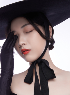 秋冬新款欧美时尚大帽檐女士平顶帽羊毛呢礼帽拍摄舞台走秀升级款