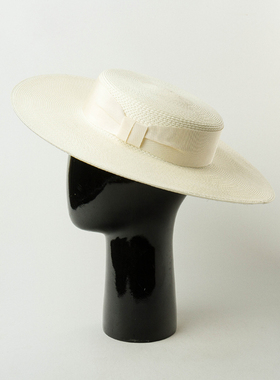 2021欧美春夏新款细致纸草浅平顶大檐草帽户外旅游防晒遮阳沙滩帽