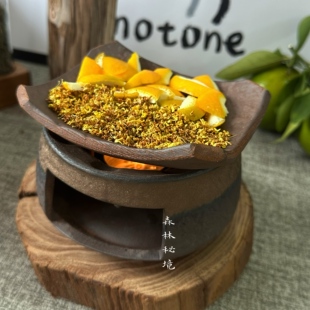 森林秘境手作日式烘烤炉陶瓷熏香植物雪松香薰炉烤茶炉桌面摆件