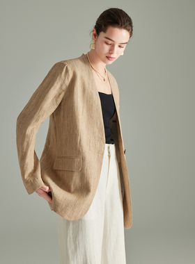 PALO WIETING｜C位光环 進口软亚麻无领原色西装外套 26夏新品