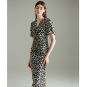 复古碎花真丝连衣裙 PALO WIETING｜法式 v领收腰显瘦中长裙原655