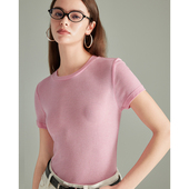 夏日B备 120S天丝羊毛云朵感多色圆领短袖 T恤女
