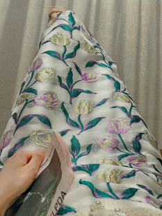 JophondLou手工定做重磅提花刺绣花后开叉半身裙优雅复古修身 裙子