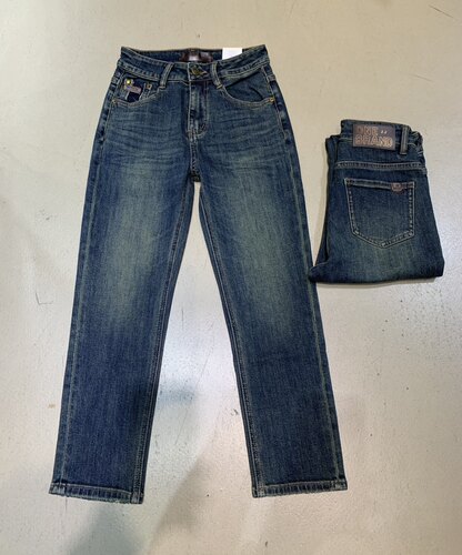 小个子直筒裤子女2023韩国ONEBRAND怀旧复古蓝净版不破九分烟管裤