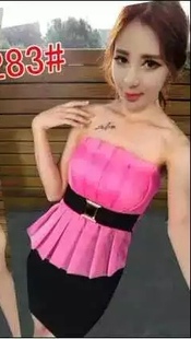 时尚气质性感夜店荷叶花边修身显瘦包臀吊带紧身裹胸抹胸连衣裙子