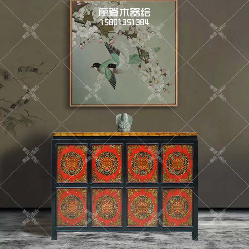 藏式彩绘电视柜鞋柜供桌储藏柜玄关柜客厅装饰柜仿古中式实木家具