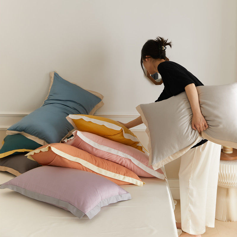 简约纯色60支莱赛尔纤维枕套