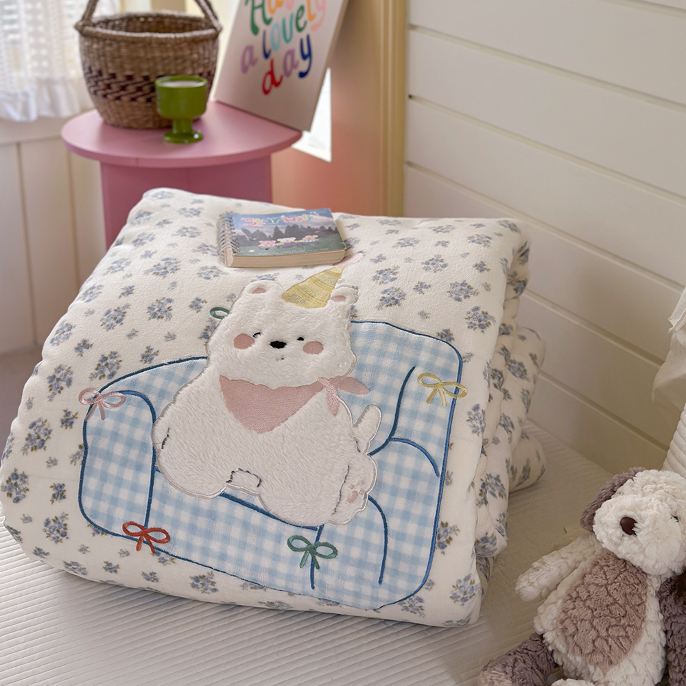 牛奶绒加厚刺绣秋冬双人被芯