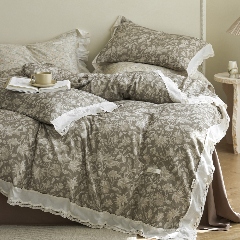 田园风花卉秋冬全棉加厚四件套