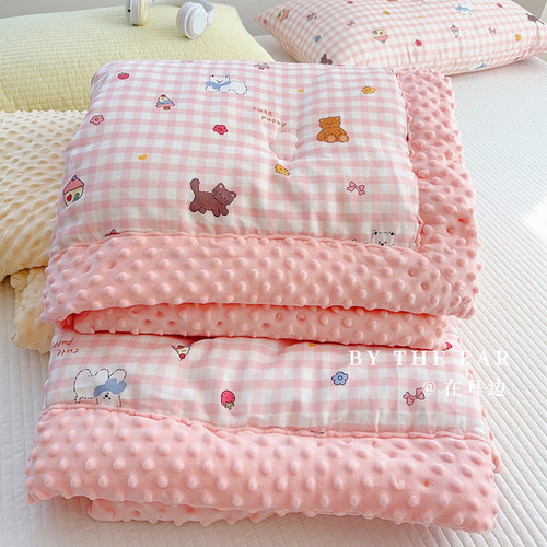 豆豆毯A类全棉双层纱秋冬盖毯