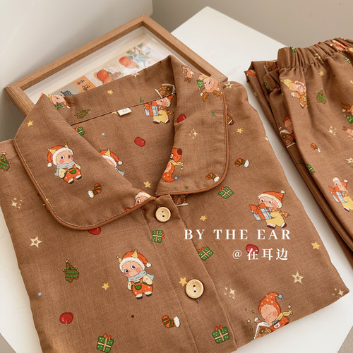 卡通全棉双层纱柔软家居服套装