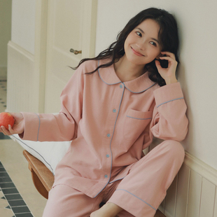 纯棉秋冬绒布睡衣休闲可外穿 小清新日系全棉磨毛家居服娃娃领女款