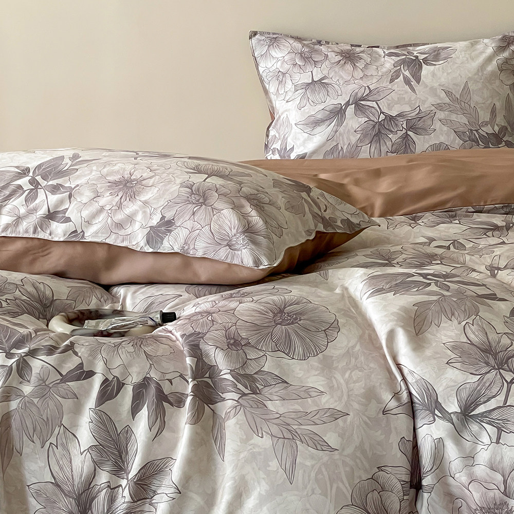 在耳边复古花卉全棉100s贡缎四件套美式长绒棉柔软床上用品床笠款,床上用品,床品套件/四件套/多件套,淘宝优惠券,粉丝福利购,淘宝优惠卷