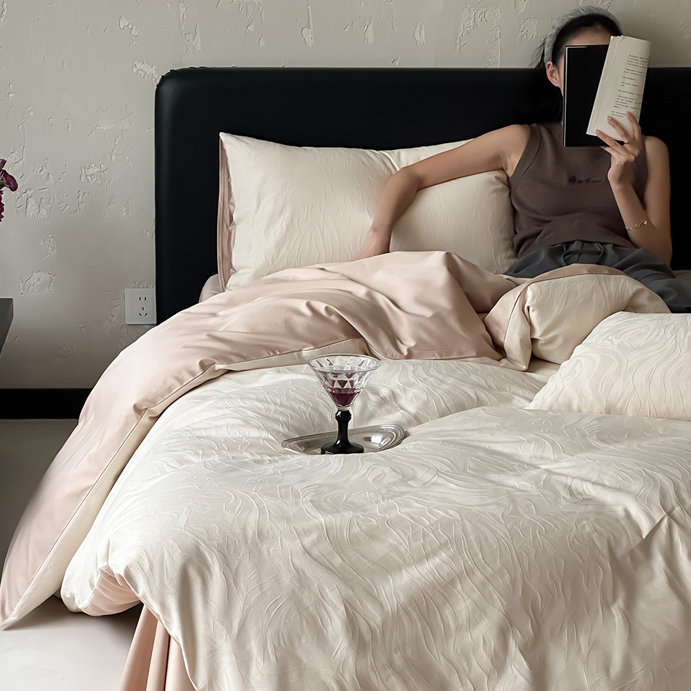 高级感长绒棉贡缎提花系列套件