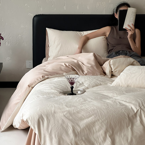 高级感长绒棉贡缎提花系列套件