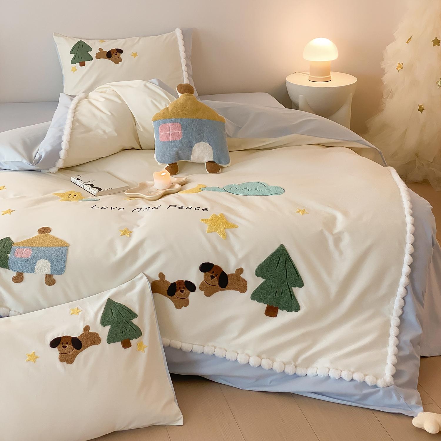 四件套纯棉100s磨毛卡通少女心