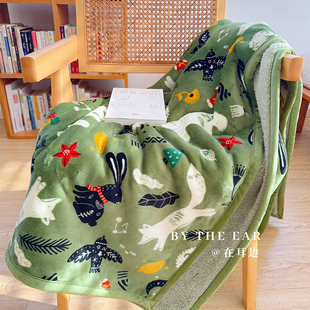 森林派对|卡通动物印花双面绒毛毯秋冬保暖沙发毯午睡毯子盖毯