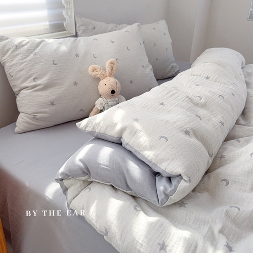 ins风纯棉色织双层纱四件套