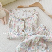 长裤 秘密花园小兔｜春夏季 竹纤维棉纱布睡衣长袖 圆领竹棉家居服