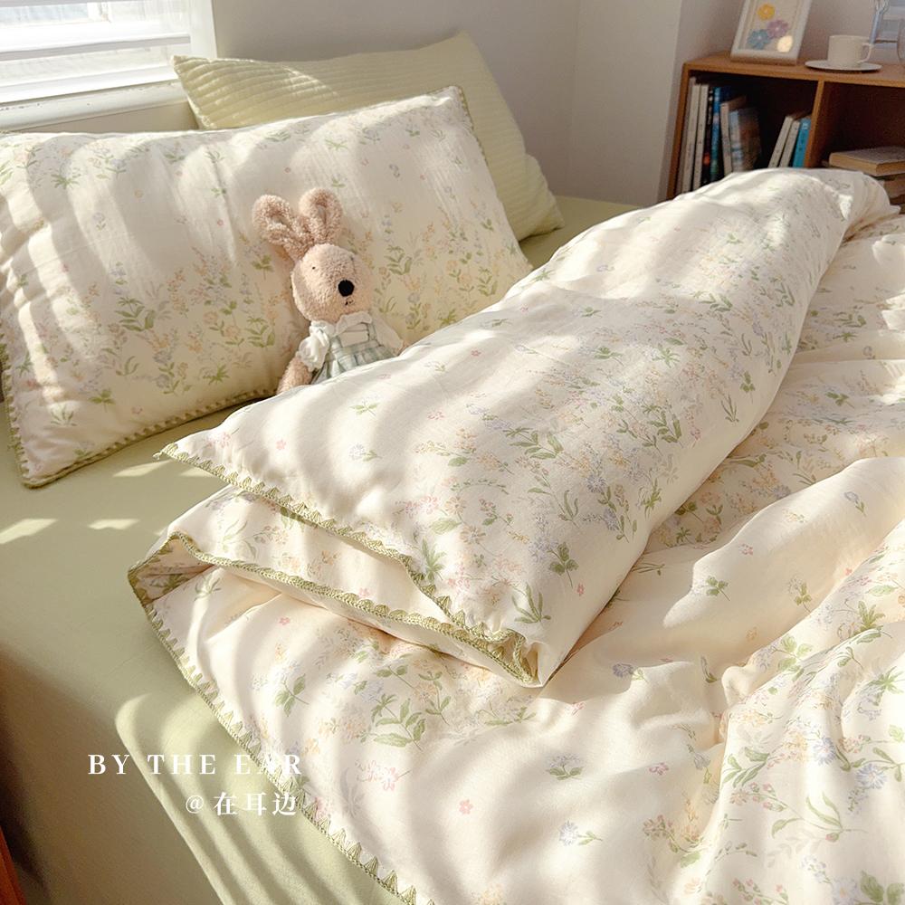 田园风小碎花全棉双层纱四件套