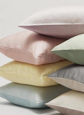 简约纯色丝滑60支天丝单只枕套凉感双面单人枕套48*74CM一对拍2