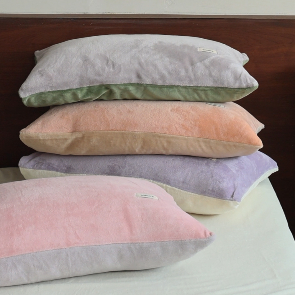 冬季加厚纯色双拼牛奶绒枕套