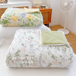 简约小清新田园风碎花全棉夏凉被夏季 薄被子花边纯棉空调被双人被