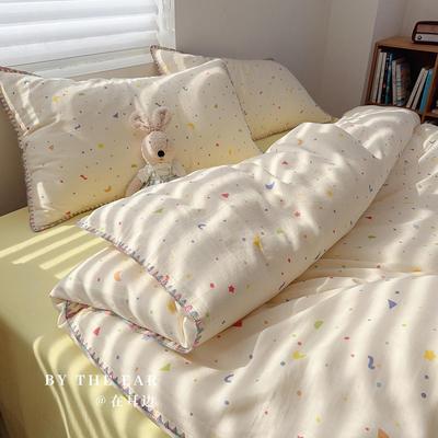 奶油星辰全棉小清新双层纱四件套