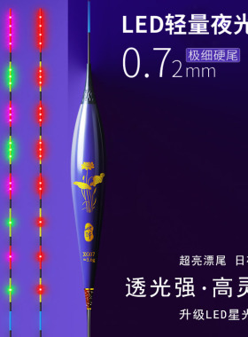 地泽超细硬尾夜光漂LED星光尾电子漂高灵敏鲫鱼鲤鱼漂黑坑行程漂