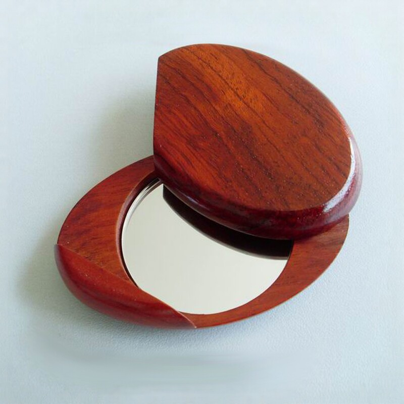 木臣匠贴身便捷随身小镜子方便外出携带化妆镜复古木镜台式造型镜