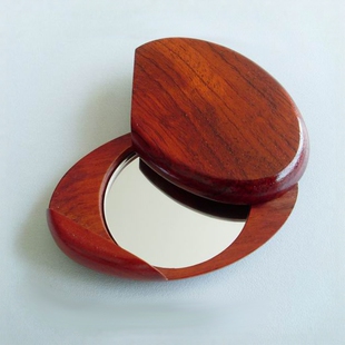 木臣匠贴身便捷随身小镜子方便外出携带化妆镜复古木镜台式造型镜