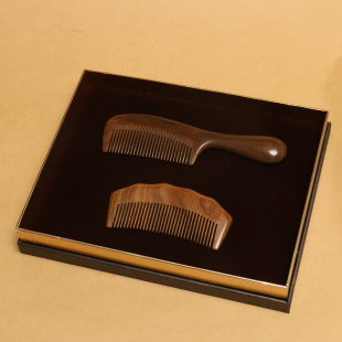 常州梳篦礼盒绿檀木玉檀香木梳子商务送礼结婚送客户刻字定制非遗