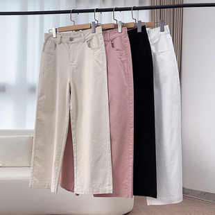 八分裤女春秋纯棉小个子窄版阔腿裤2026款高腰直筒150矮个子裤子