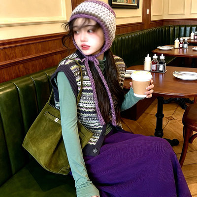 iuui·le 自制灰绿费尔岛马甲女外穿毛衣复古休闲2026春叠穿百搭