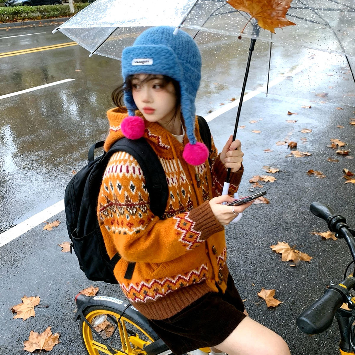 [iuui·le 12.08 00:00]冰凌悬剑铎,风过振空廊-橘黄加厚粗线毛衣