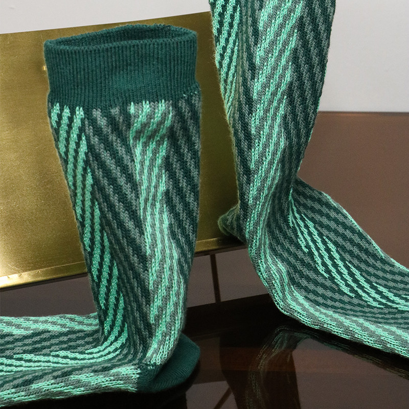 joanland男女同款秋冬保暖中筒袜薄荷绿时髦配色无骨精品全棉线袜
