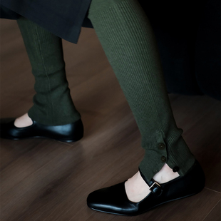 JOANLAND纯色侧开纽扣堆堆运动袜套显瘦芭蕾风踩脚及膝小腿瑜伽袜