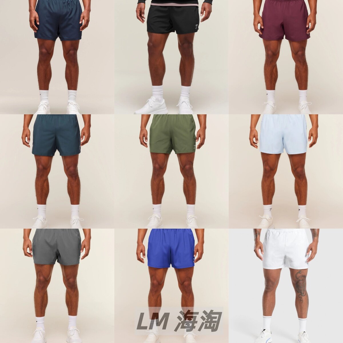 正品代购GYMSHARK Arrival 健身男士运动速干轻薄舒适透气5分短裤