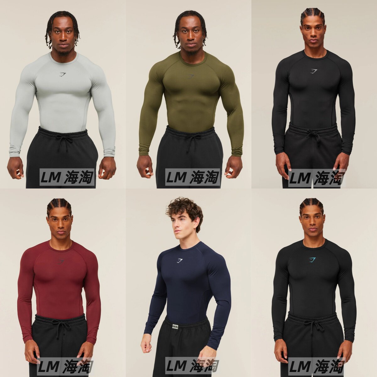 官网代购GYMSHARK element 健身运动透气紧身速干训练圆领长袖T恤